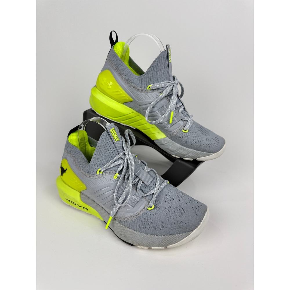 Under Armour Project Rock 5 Women Size 9.5 Training Athletic Shoes‎ Gray Neon
